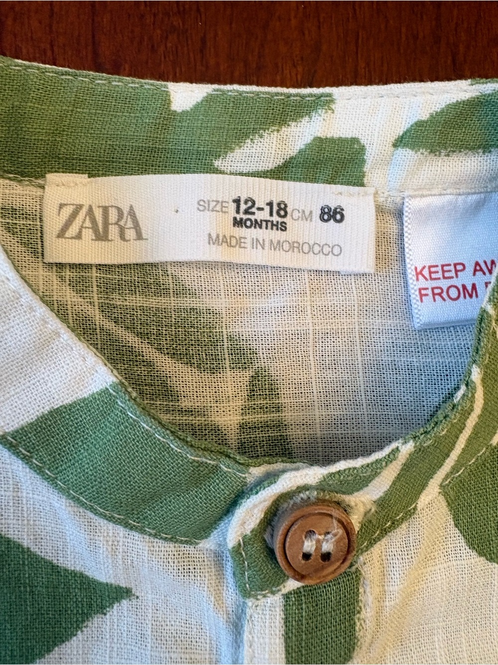 NWT Zara Baby Boy Green Tropical Leaf Button Down Shirt 18-24M - Picture 5 of 6